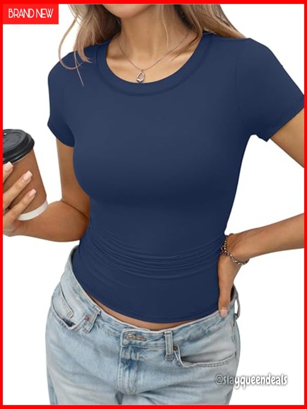 Fitted Crew Neck Short Sleeve Tee Double Lined Y2K Summer Top
